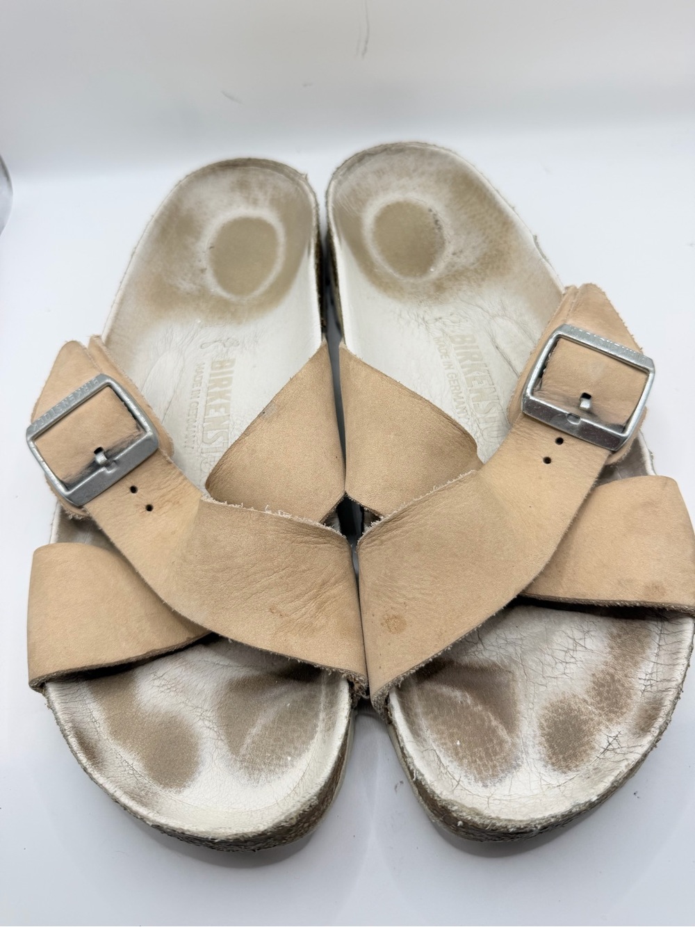 Birkenstock Women's Tan Suede Cross-Strap Sandals with Buckle